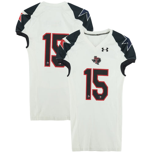 Texas Tech Red Raiders Team-Issued #15 White and Black Jersey from the 2013 NCAA Football Season