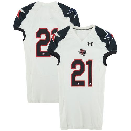 Texas Tech Red Raiders Team-Issued #21 White and Black Jersey from the 2013 NCAA Football Season