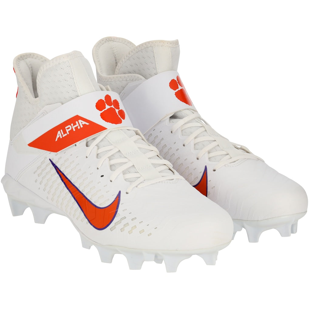 Clemson Tigers Team-Issued White and Orange Alpha Menace Cleats from the Football Program