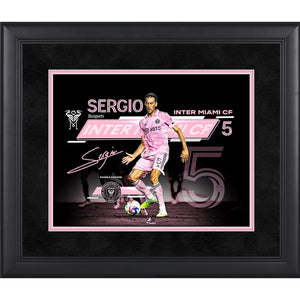 Sergio Busquets Inter Miami CF Facsimile Signature Framed 11'' x 14'' Collage