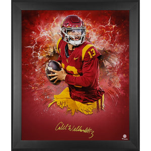 Caleb Williams USC Trojans Autographed Framed 20'' x 24'' Red In Focus Photograph - Limited Edition of 22