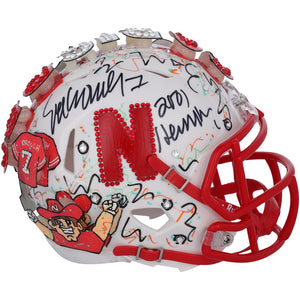 Eric Crouch Nebraska Huskers Autographed Riddell Speed Mini Helmet with ''2001 Heisman'' Inscription - Art by Charles Fazzino - XP14013019