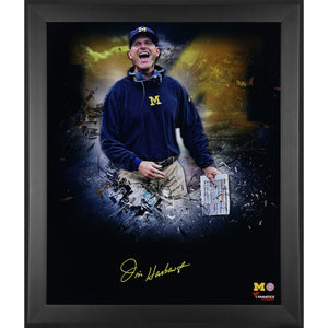 Jim Harbaugh Michigan Wolverines Autographed Framed 20'' x 24'' In Focus Photograph