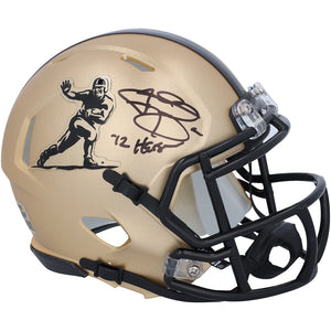 Johnny Manziel Texas A&M Aggies Autographed 2023 Gold Riddell Heisman Mini Helmet with ''12 Heisman'' Inscription