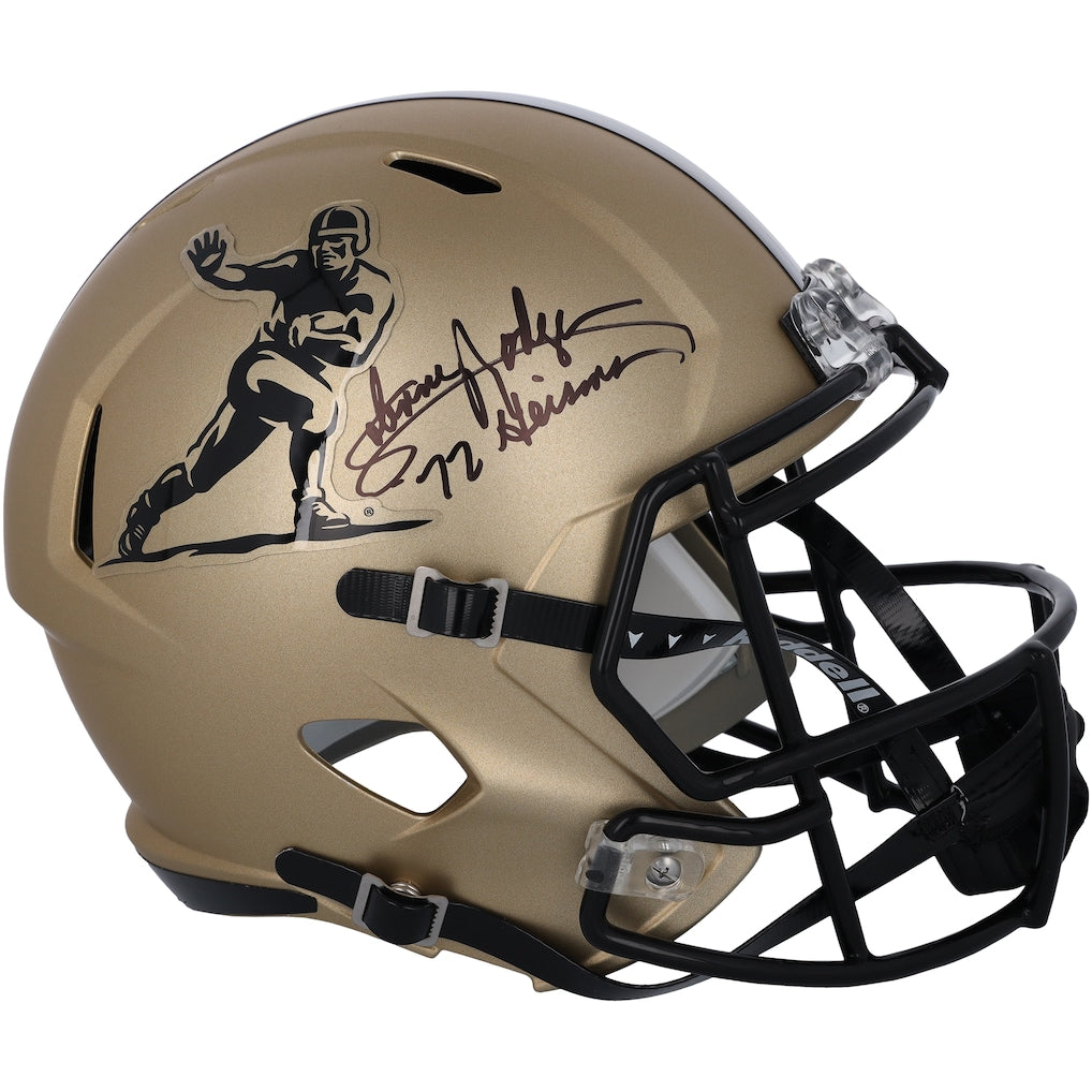 Johnny Rodgers Nebraska Huskers Autographed 2023 Gold Riddell Heisman Replica Helmet with ''72 Heisman'' Inscription