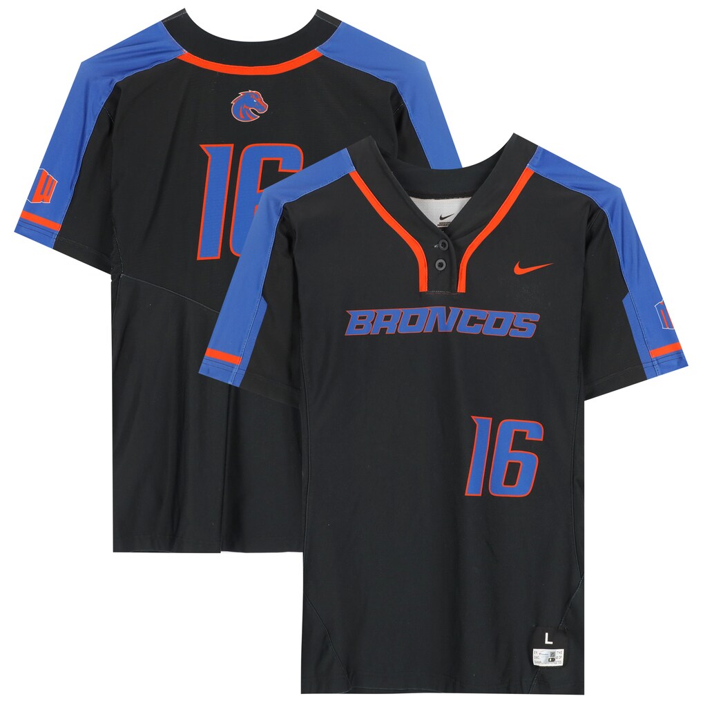 Boise State Broncos Team-Issued #16 Black Jersey from the Softball Program - Size L