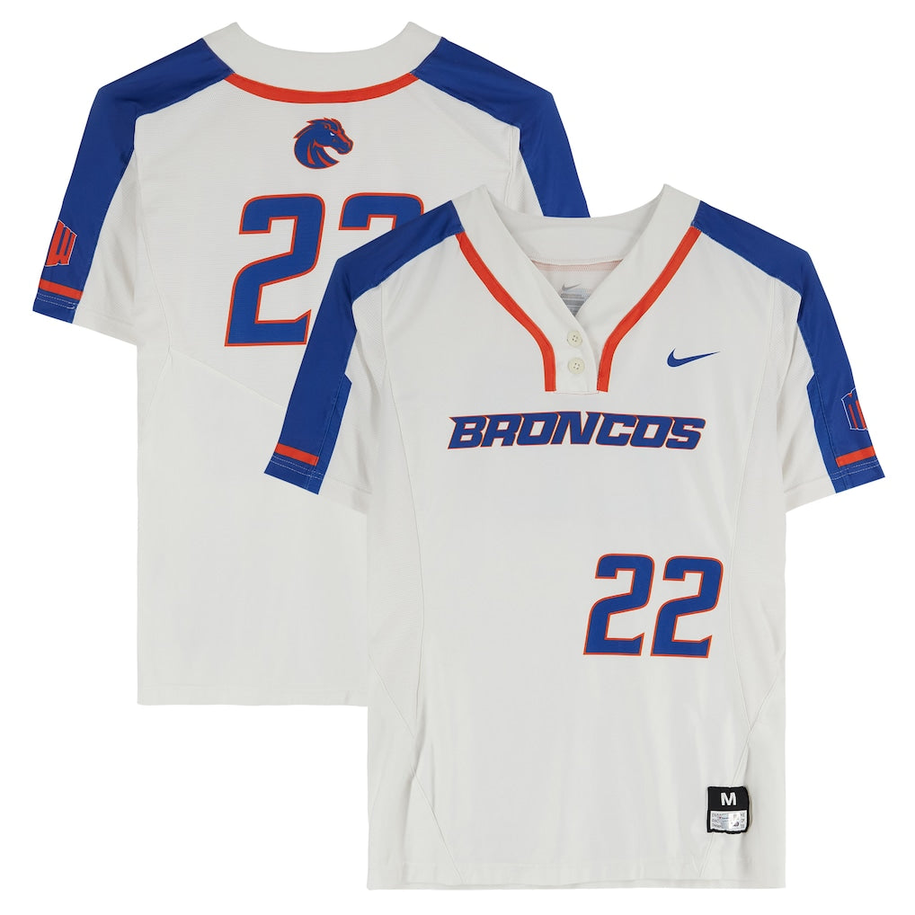 Boise State Broncos Team-Issued #22 White Jersey from the Softball Program - Size M
