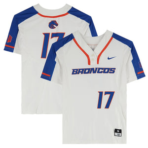 Boise State Broncos Team-Issued #17 White Jersey from the Softball Program - Size S