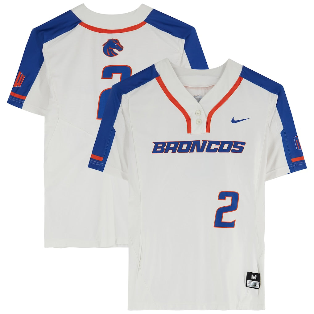 Boise State Broncos Team-Issued #2 White Jersey from the Softball Program - Size M