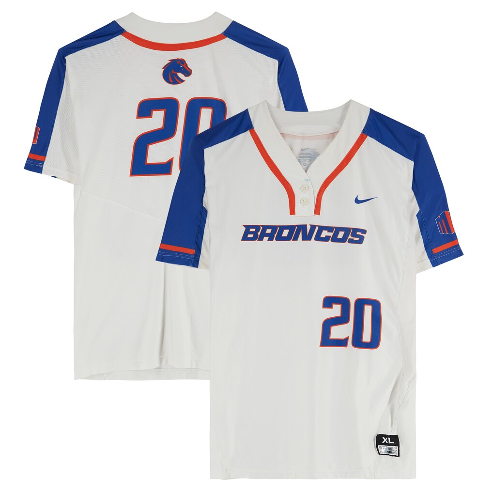 Boise State Broncos Team-Issued #20 White Jersey from the Softball Program - Size XL