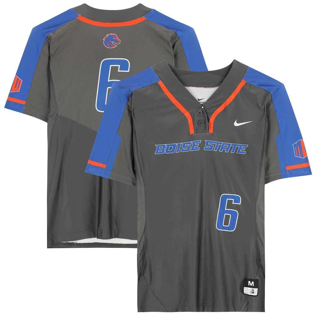 Boise State Broncos Team-Issued #6 Gray Jersey from the Softball Program - Size M