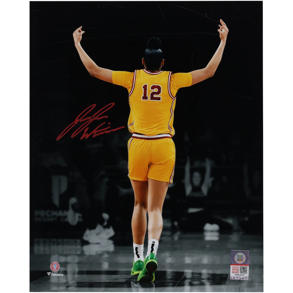 JuJu Watkins USC Trojans Autographed 8'' x 10'' Arms Up Celebration Spotlight Photograph - Signed in Red Ink
