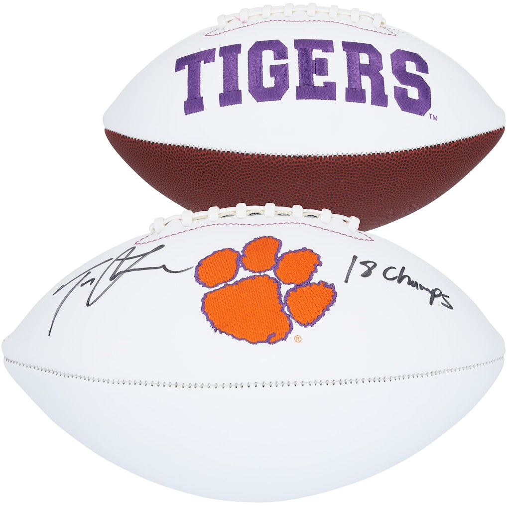 Trevor Lawrence Clemson Tigers Autographed White Panel Football with ''18 Champs'' Inscription