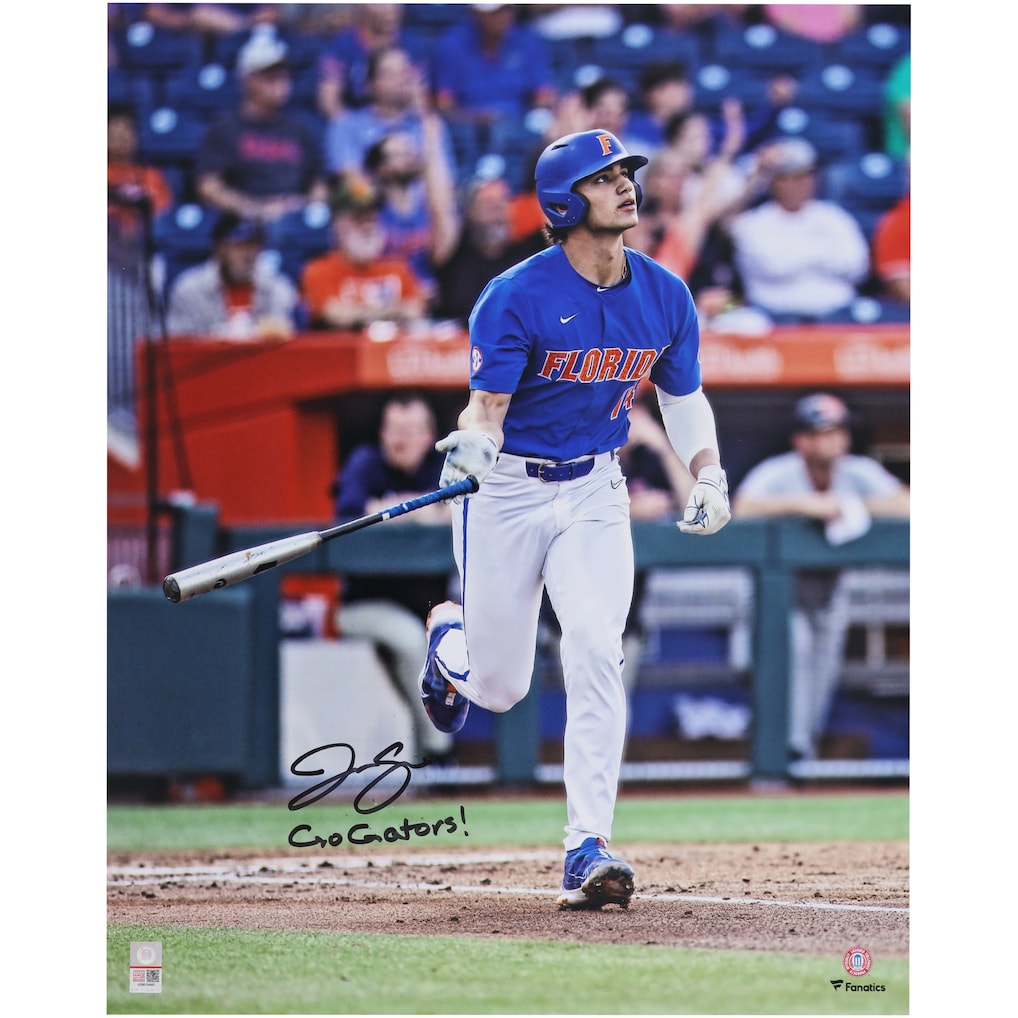 Jac Caglianone Florida Gators Autographed 16'' x 20'' Hitting Home Run Photograph with ''Go Gators'' Inscription