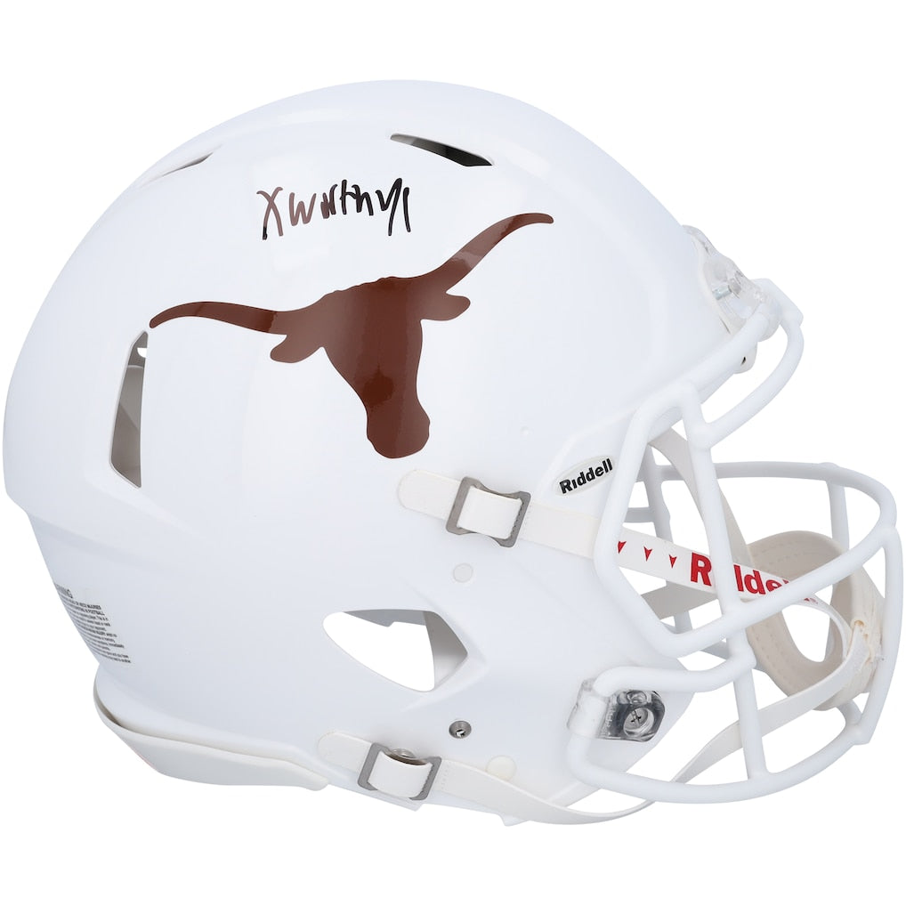 Xavier Worthy Texas Longhorns Autographed Riddell Speed Authentic Helmet