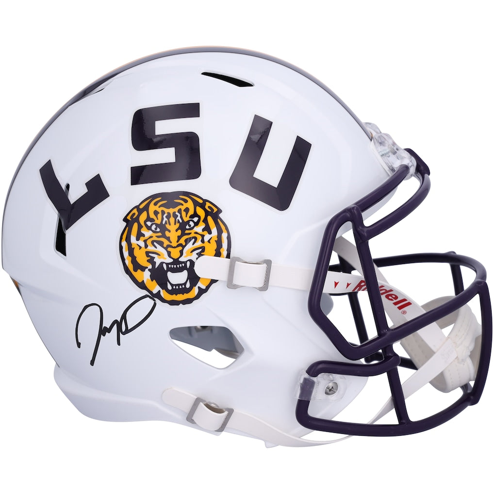 Jayden Daniels LSU Tigers Autographed White Riddell Speed Replica Helmet