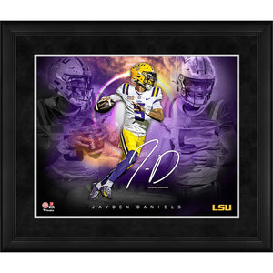Jayden Daniels LSU Tigers Facsimile Signature Framed 16'' x 20'' Stars of the Game Collage