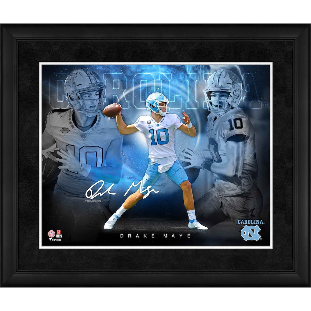 Drake Maye North Carolina Tar Heels Facsimile Signature Framed 16'' x 20'' Stars of the Game Collage