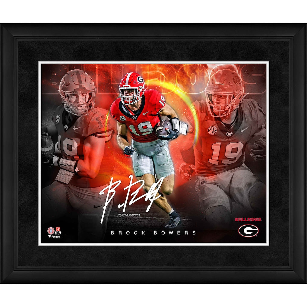 Brock Bowers Georgia Bulldogs Facsimile Signature Framed 16'' x 20'' Stars of the Game Collage