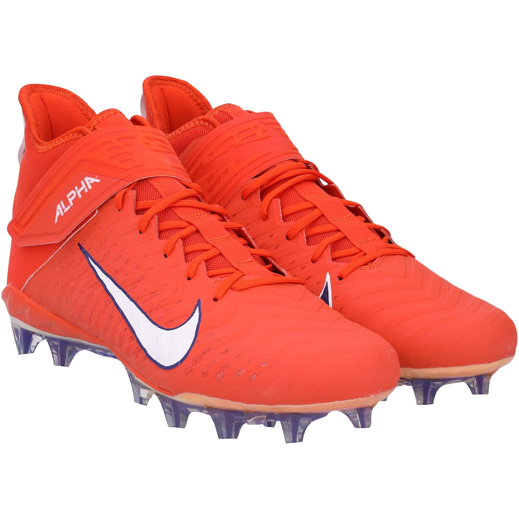 Clemson Tigers Team-Issued Orange and Purple Alpha Pro 2 Nike Cleats from the Football Program
