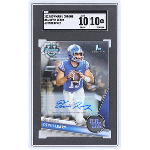 Devin Leary Kentucky Wildcats Autographed 2023 Bowman Chrome U #56 SGC Authenticated 10/10 Card