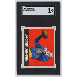Jackie Jensen Columbia University 1948 Leaf Gum Co. #73 SGC Authenticated 1 Rookie Card