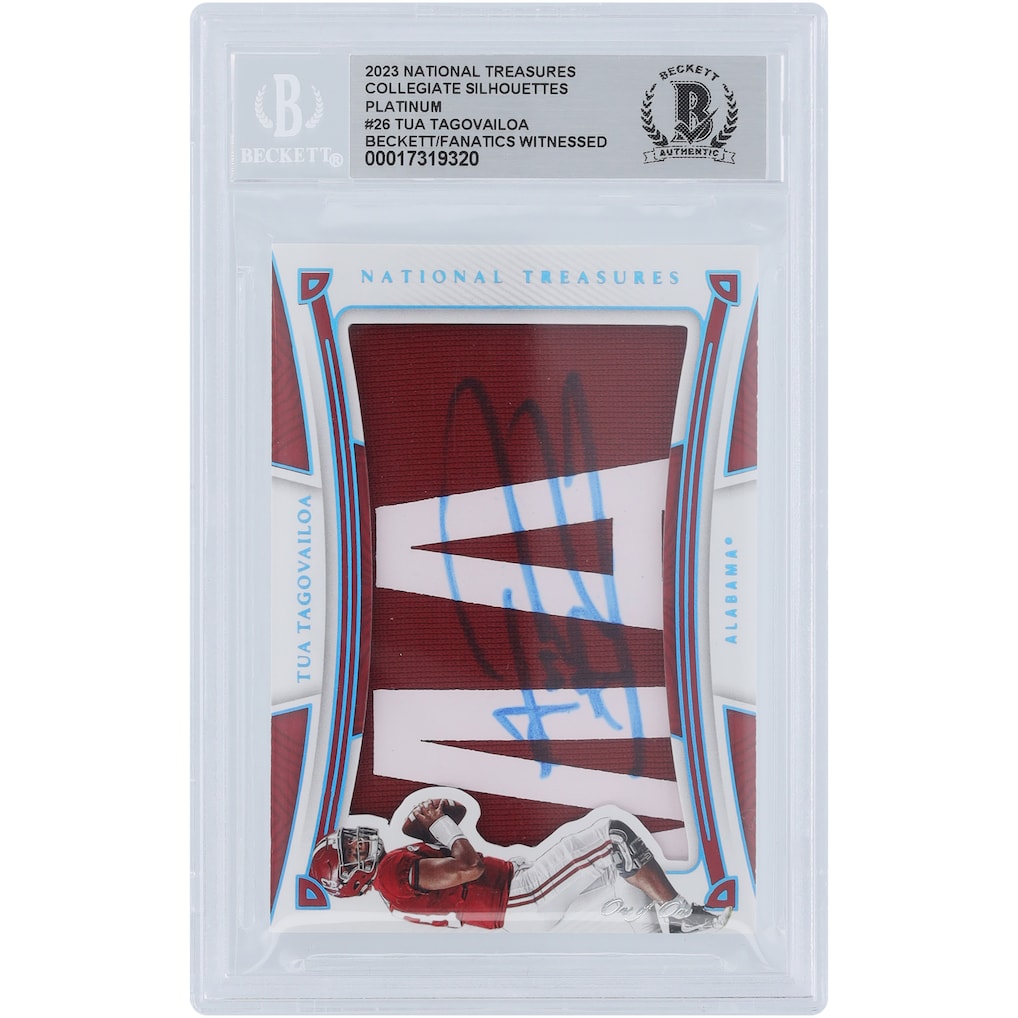 Tua Tagovailoa Alabama Crimson Tide Autographed 2023 Panini National Treasures Platinum Collegiate Silhouettes Relic #SL-TUT #1/1 Beckett Fanatics Witnessed Authenticated Card