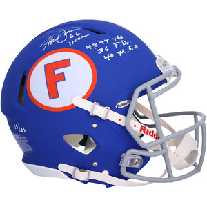 Steve Spurrier Florida Gators Autographed Riddell Throwback Royal Speed Authentic Helmet with Multiple Inscriptions - Limited Edition of 25