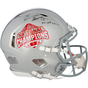 Emeka Egbuka Ohio State Buckeyes Autographed 2024 College Football Playoff National Champions Logo Riddell Speed Authentic Helmet with ''24 CFP Champs'' Inscription