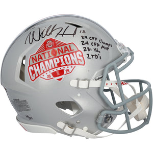 Will Howard Ohio State Buckeyes Autographed 2024 College Football Playoff National Champions Logo Riddell Speed Authentic Helmet with Multiple Inscriptions - Limited Edition of 25