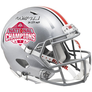 Will Howard Ohio State Buckeyes Autographed 2024 College Football Playoff National Champions Logo Riddell Speed Authentic Helmet with ''24 CFP MVP'' Inscription