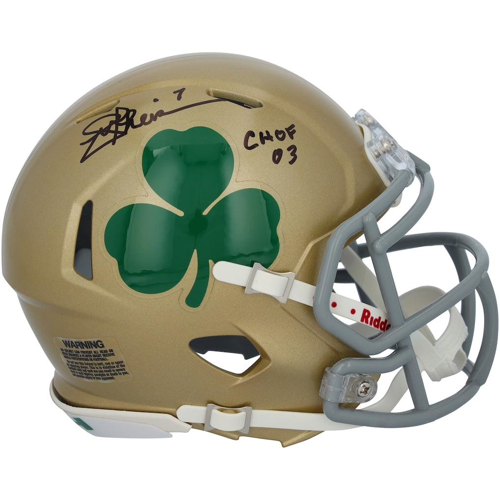 Joe Theismann Notre Dame Fighting Irish Autographed Riddell Speed Mini Helmet with ''CHOF 03'' Inscription