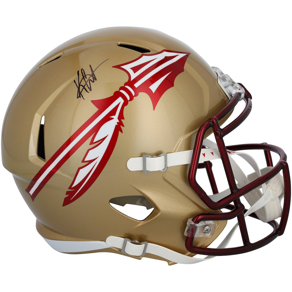 Keon Coleman Florida State Seminoles Autographed Riddell Speed Replica Helmet