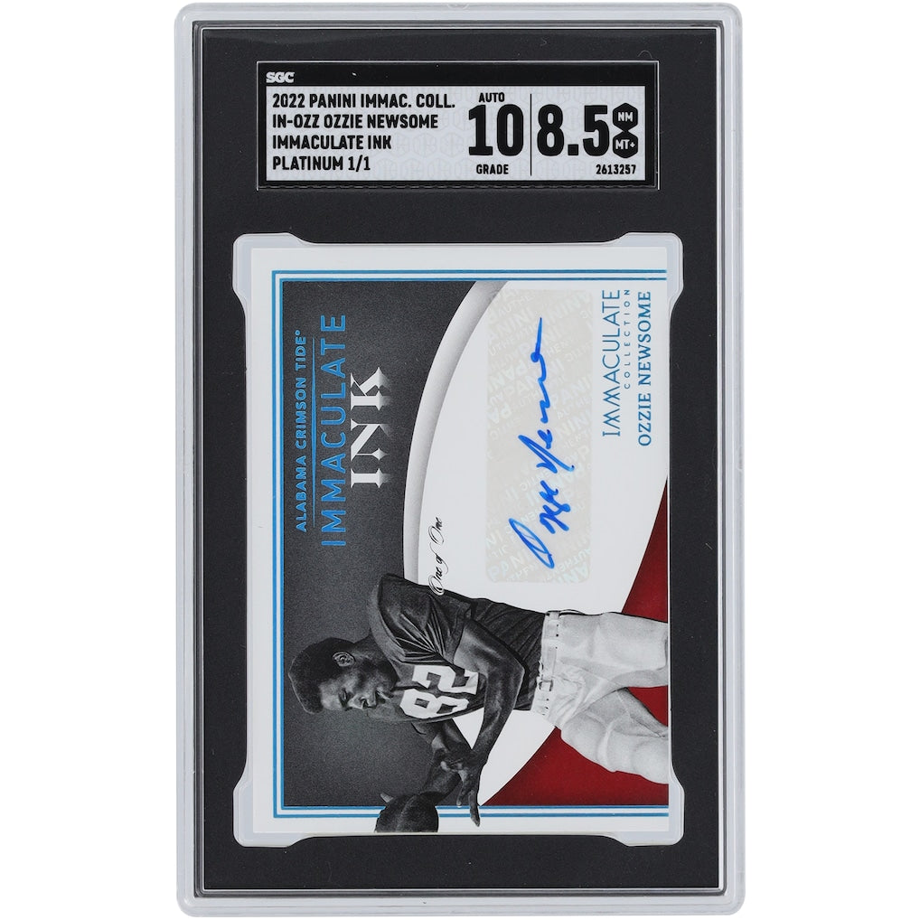 Ozzie Newsome Alabama Crimson Tide Autographed 2022 Panini Immaculate Collection Collegiate Platinum Immaculate Ink #IN-OZZ #1/1 SGC Authenticated 8.5/10 Card