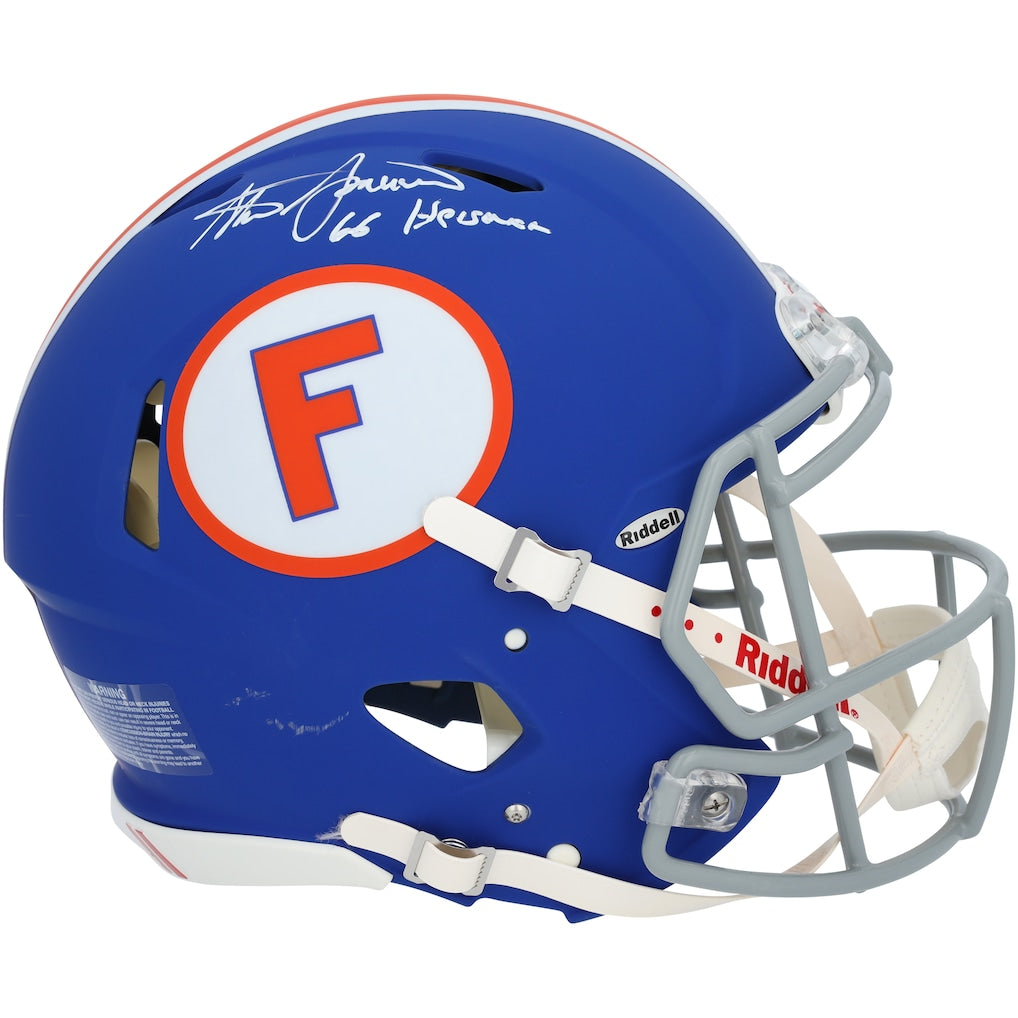 Steve Spurrier Florida Gators Autographed Riddell Throwback Royal Speed Authentic Helmet with ''66 Heisman'' Inscription
