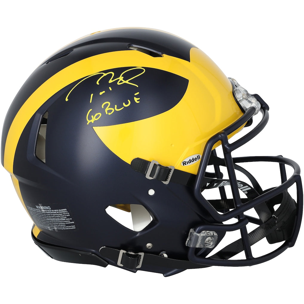Tom Brady Michigan Wolverines Autographed Riddell Speed Authentic Helmet