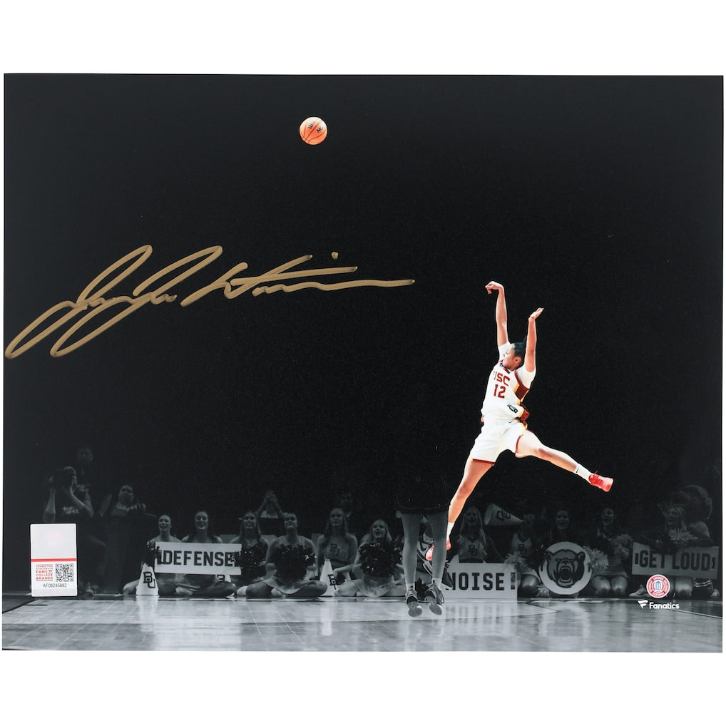 JuJu Watkins USC Trojans Autographed 8'' x 10'' Fall Away Jumper Spotlight Photograph - Signed in Gold Ink