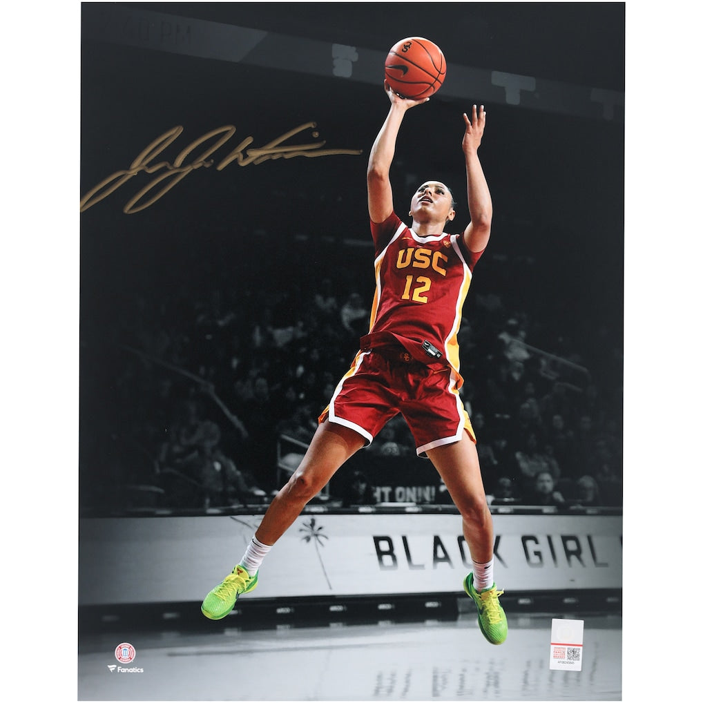 JuJu Watkins USC Trojans Autographed 11'' x 14'' Jump Shot Spotlight Photograph - Signed in Gold Ink