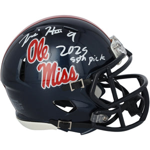 Tre Harris Ole Miss Rebels Autographed Riddell Navy Speed Mini Helmet with ''2025 55th Pick'' Inscription