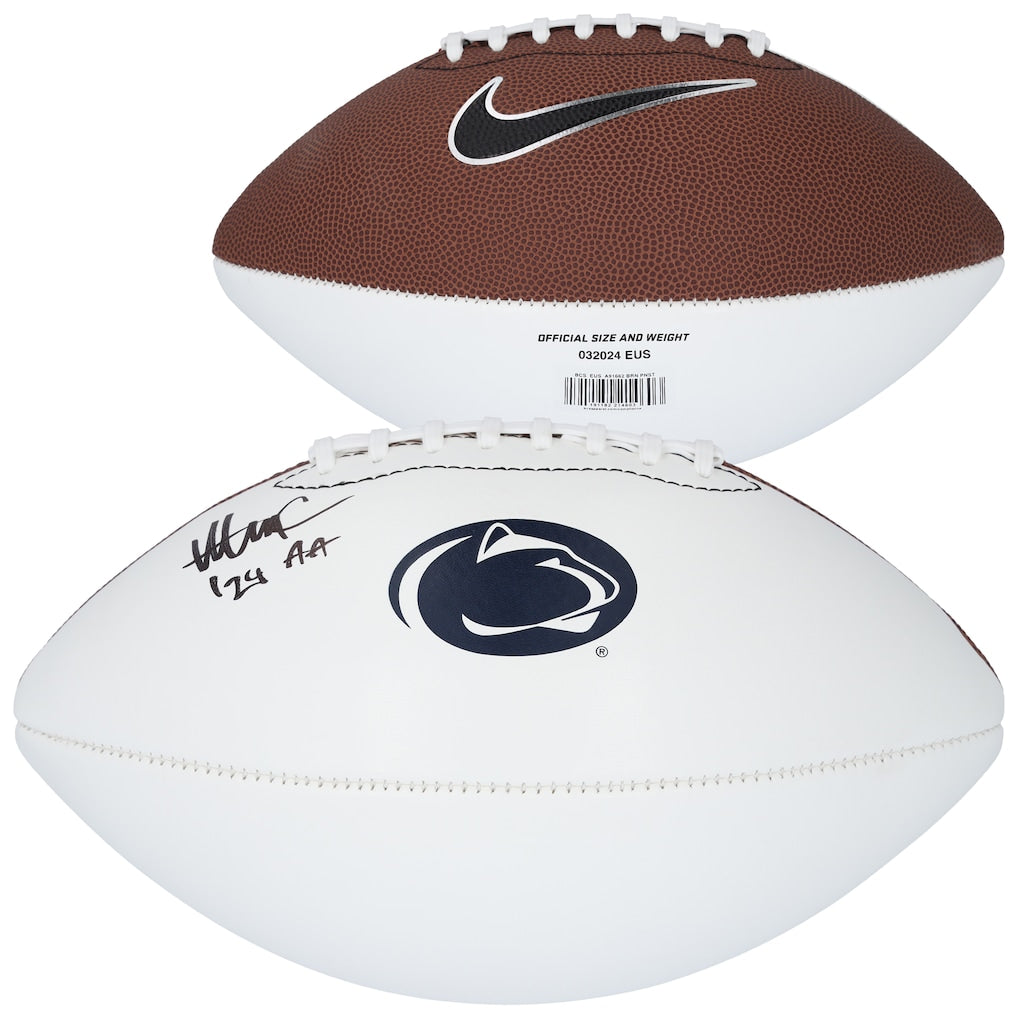 Abdul Carter Penn State Nittany Lions Autographed Nike White Panel Football with ''24 AA'' Inscription
