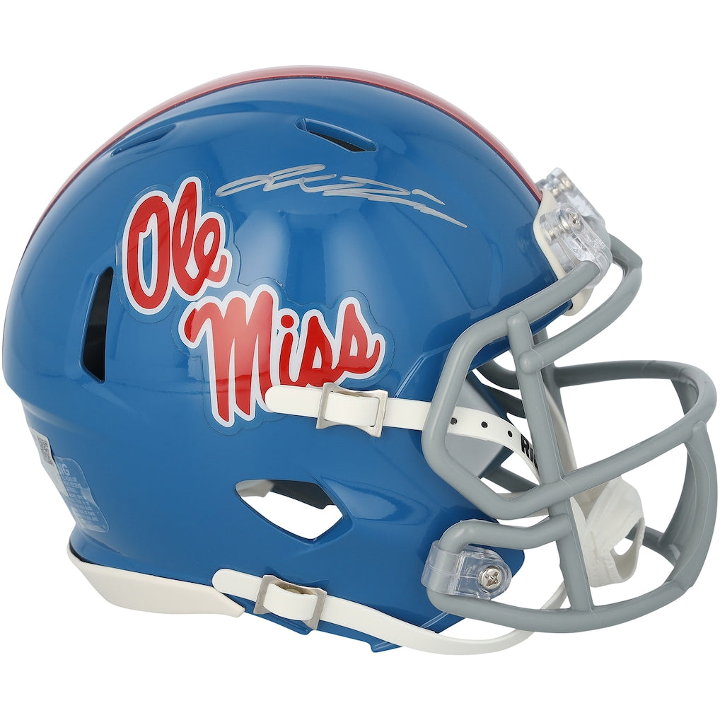 Jaxson Dart Ole Miss Rebels Autographed Riddell Powder Blue Speed Mini Helmet