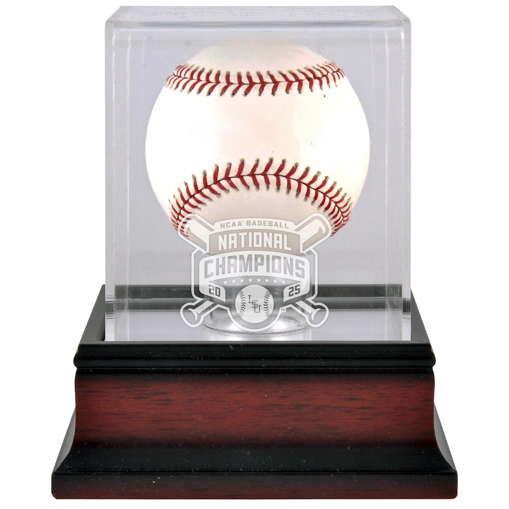LSU Tigers 2025 NCAA Baseball Men's College World Series Champions Mahogany Baseball Logo Display Case