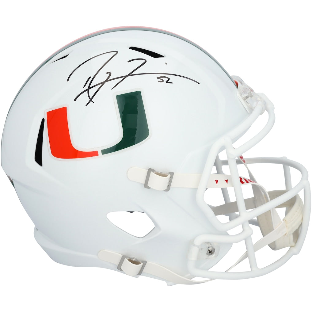 Ray Lewis Miami Hurricanes Autographed Riddell Speed Replica Helmet