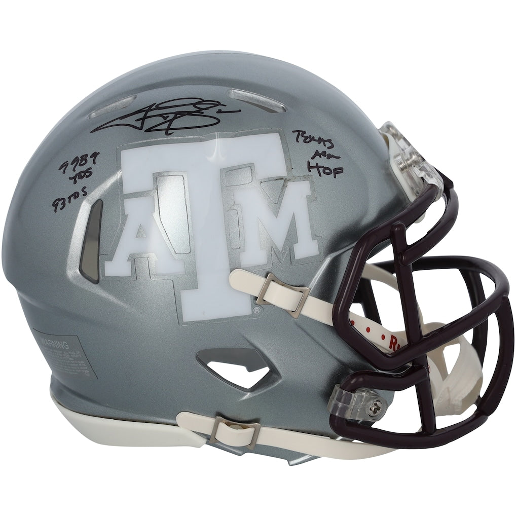 Johnny Manziel Texas A&M Aggies Autographed Riddell Flash Speed Mini Helmet with ''9989 YDS 93 TDS'' & ''Texas A&M HOF'' Inscriptions