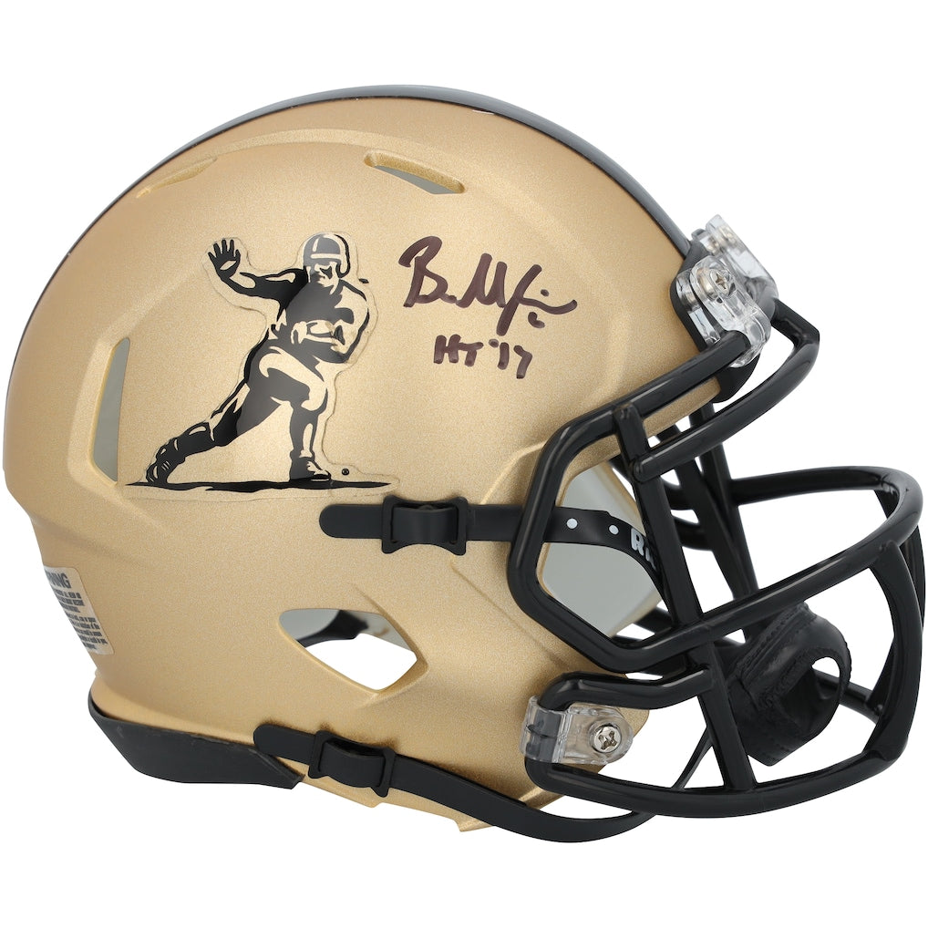 Baker Mayfield Oklahoma Sooners Autographed Gold Heisman Speed Mini Helmet with ''HS 17'' Inscription