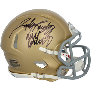 Rudy Ruettiger Notre Dame Fighting Irish Autographed Gold Riddell Speed Mini Helmet with ''Never Quit'' Inscription