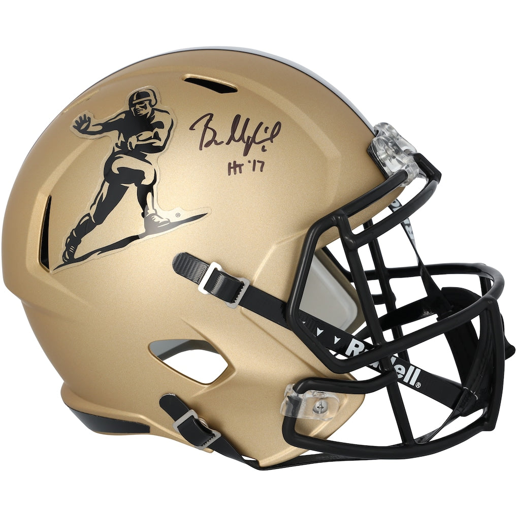 Baker Mayfield Oklahoma Sooners Autographed Gold Heisman Speed Replica Helmet with ''HS 17'' Inscription