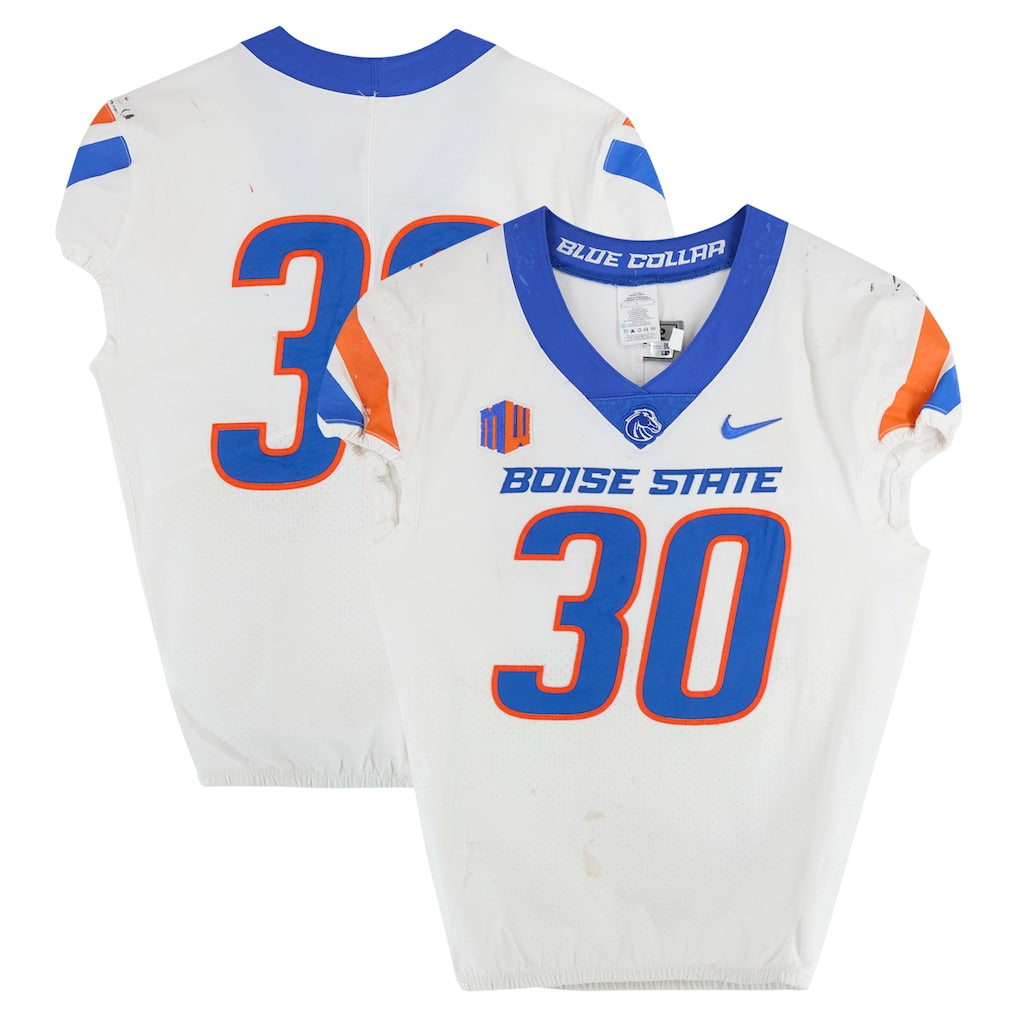 Boise State Broncos Team-Issued #30 White Nike Jersey from the Football Program - Size 42
