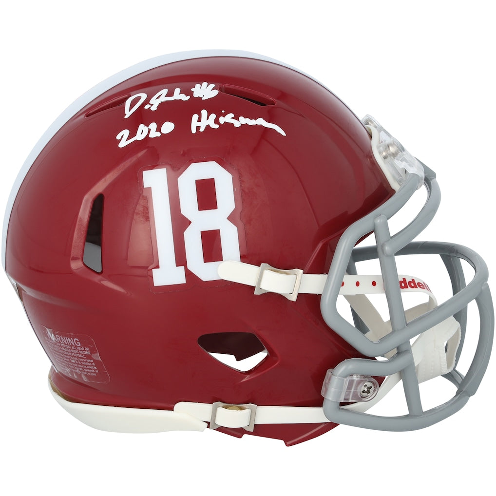 DeVonta Smith Alabama Crimson Tide Autographed Riddell Speed Mini Helmet with ''2020 Heisman'' Inscription
