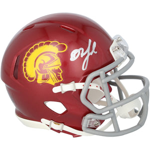 Drake London USC Trojans Autographed Riddell Speed Mini Helmet